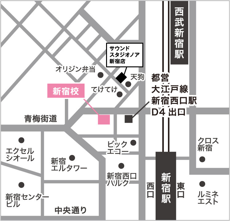 NOAバレエスクール新宿校 地図画像